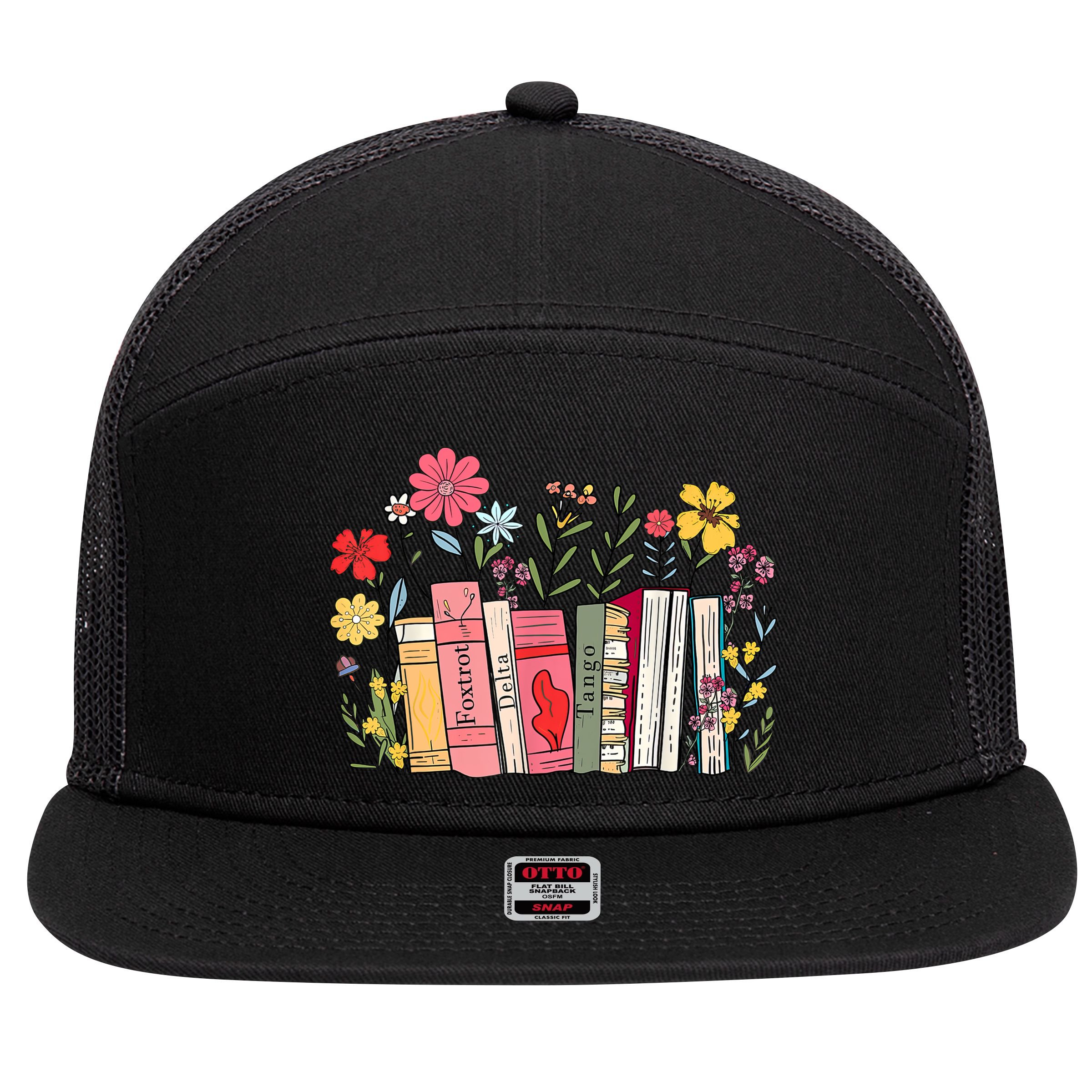 Foxtrot Delta Tango Women Book Loves Retro Funny  7 Panel Mesh Trucker Snapback Hat
