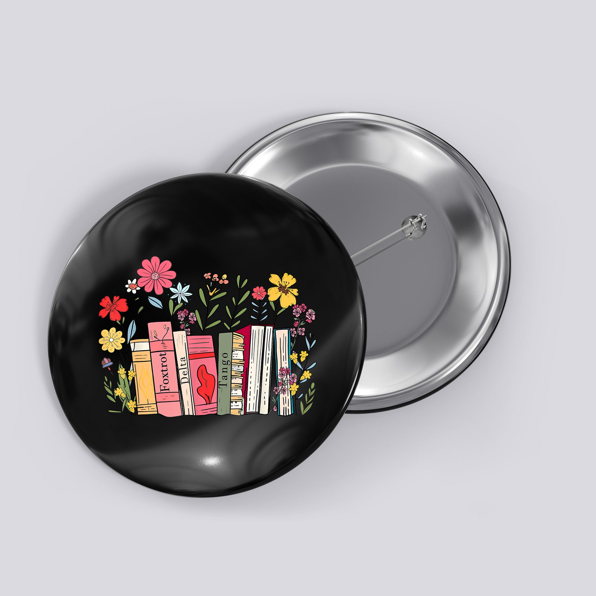 Foxtrot Delta Tango Women Book Loves Retro Funny  Button