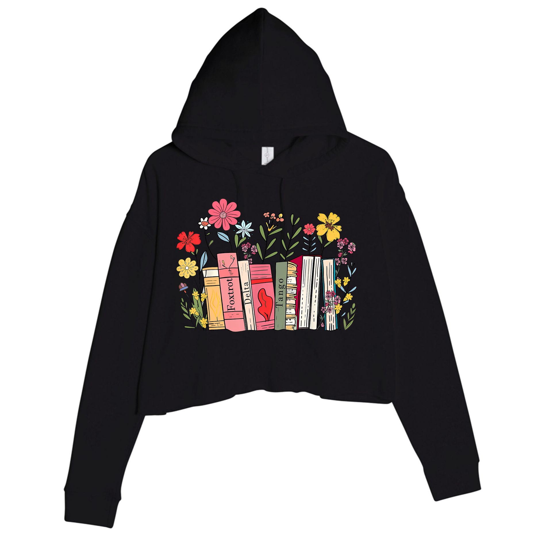 Foxtrot Delta Tango Women Book Loves Retro Funny  Crop Fleece Hoodie