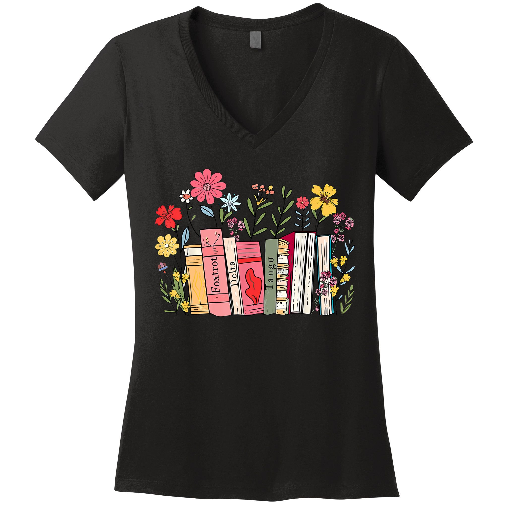 Foxtrot Delta Tango Women Book Loves Retro Funny  Women's V-Neck T-Shirt