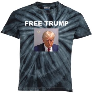 Free Donald Trump Mug Shot Republican President MAGA 2024 Kids Tie-Dye T-Shirt