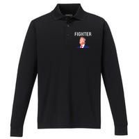 Fighter Donald Trump 2024 Performance Long Sleeve Polo