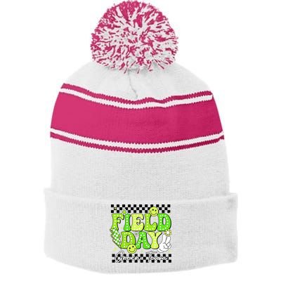 Field Day Trip Green Team Color Game Competition  Stripe Pom Pom Beanie