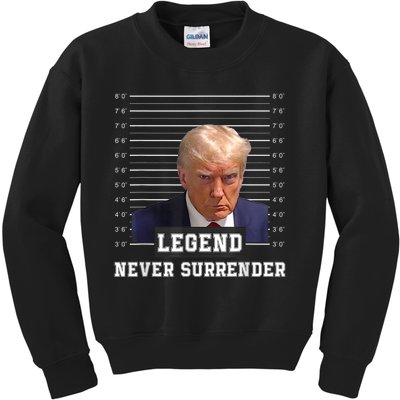 Free Donald Trump Mug Shot President Never Surrender Kids Sweatshirt