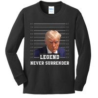 Free Donald Trump Mug Shot President Never Surrender Kids Long Sleeve Shirt