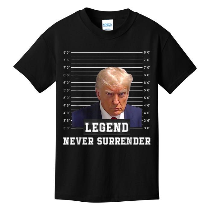 Free Donald Trump Mug Shot President Never Surrender Kids T-Shirt