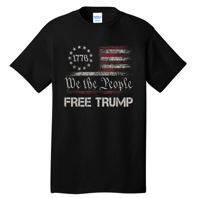 Free Donald Trump Republican Support Pro Trump American Flag Tall T-Shirt