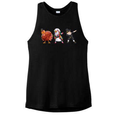 Funny Dabbing Turkey Unicorn Pilgrim Happy Thanksgiving Cute Gift Ladies PosiCharge Tri-Blend Wicking Tank