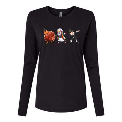 Funny Dabbing Turkey Unicorn Pilgrim Happy Thanksgiving Cute Gift Womens Cotton Relaxed Long Sleeve T-Shirt