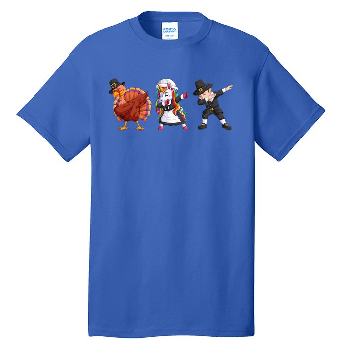 Funny Dabbing Turkey Unicorn Pilgrim Happy Thanksgiving Cute Gift Tall T-Shirt