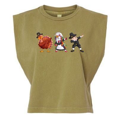 Funny Dabbing Turkey Unicorn Pilgrim Happy Thanksgiving Cute Gift Garment-Dyed Women's Muscle Tee