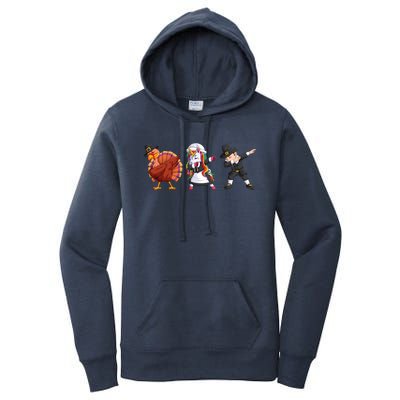 Funny Dabbing Turkey Unicorn Pilgrim Happy Thanksgiving Cute Gift Women's Pullover Hoodie