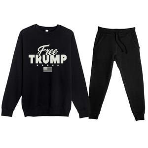 Free Donald Trump American Flag Trump Apparel Premium Crewneck Sweatsuit Set