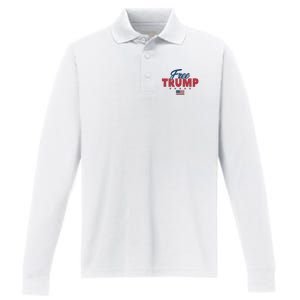 Free Donald Trump American Flag Trump Apparel Performance Long Sleeve Polo