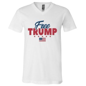 Free Donald Trump American Flag Trump Apparel V-Neck T-Shirt