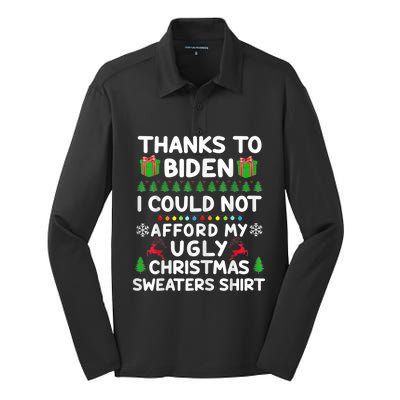 Funny Due To Inflation Ugly Christmas Sweaters Silk Touch Performance Long Sleeve Polo