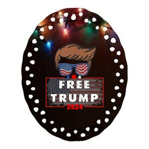 Free Donald Trump Republican Support Pro Trump American Flag Ceramic Oval Ornament