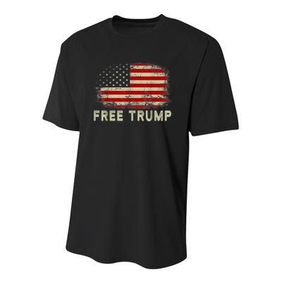 Free Donald Trump Republican Support Pro Trump American Flag Youth Performance Sprint T-Shirt