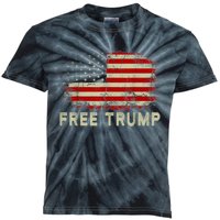 Free Donald Trump Republican Support Pro Trump American Flag Kids Tie-Dye T-Shirt