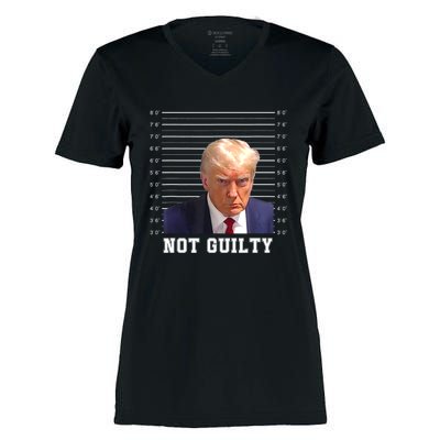 Free Donald Trump Mug Shot Republican President MAGA 2024 Women's Momentum V-Neck T-Shirt