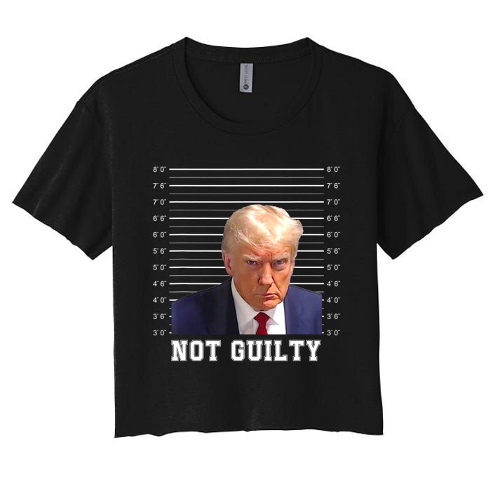 Free Donald Trump Mug Shot Republican President MAGA 2024 Women's Crop Top Tee