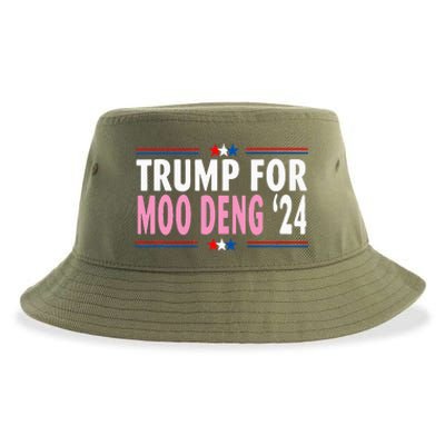 Funny Donald Trump For Moo Deng Cute Hippopotamus 2024 Sustainable Bucket Hat