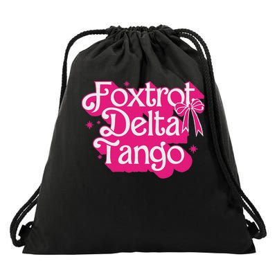 Foxtrots Deltas Tangos Retro Pink Coquette Bow Drawstring Bag