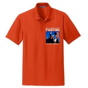 Funny Donald Trump HeLl Never Stop Fighting To Save America Dry Zone Grid Polo