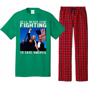 Funny Donald Trump HeLl Never Stop Fighting To Save America Pajama Set