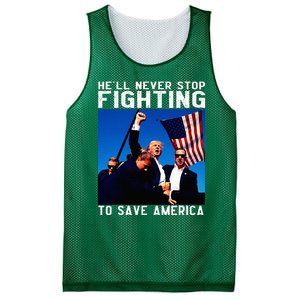 Funny Donald Trump HeLl Never Stop Fighting To Save America Mesh Reversible Basketball Jersey Tank