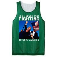 Funny Donald Trump HeLl Never Stop Fighting To Save America Mesh Reversible Basketball Jersey Tank