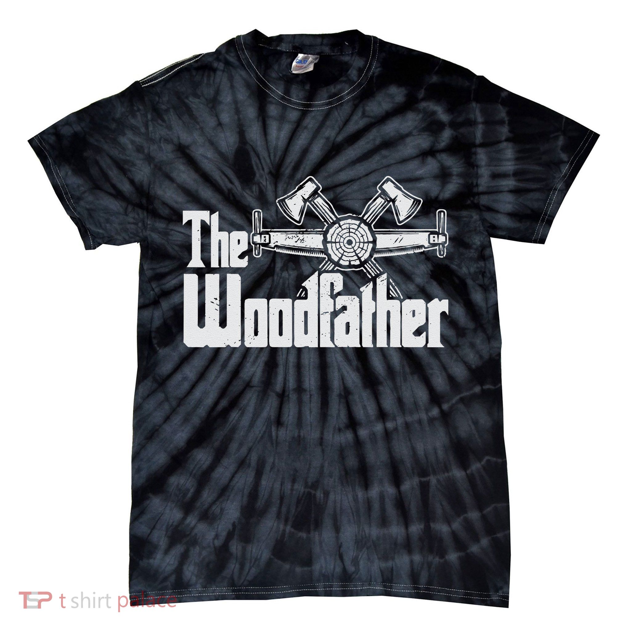 Fathers Day The Woodfather Woodworker Father Tie-Dye T-Shirt