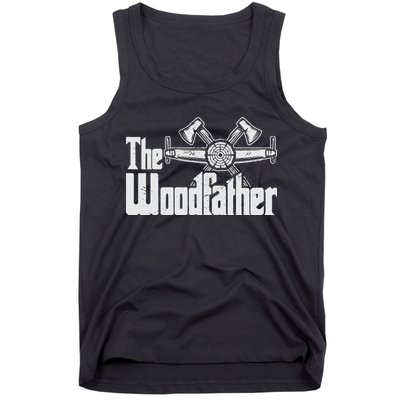 Fathers Day The Woodfather Woodworker Father Tank Top