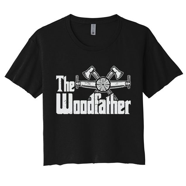 Fathers Day The Woodfather Woodworker Father Crop Top