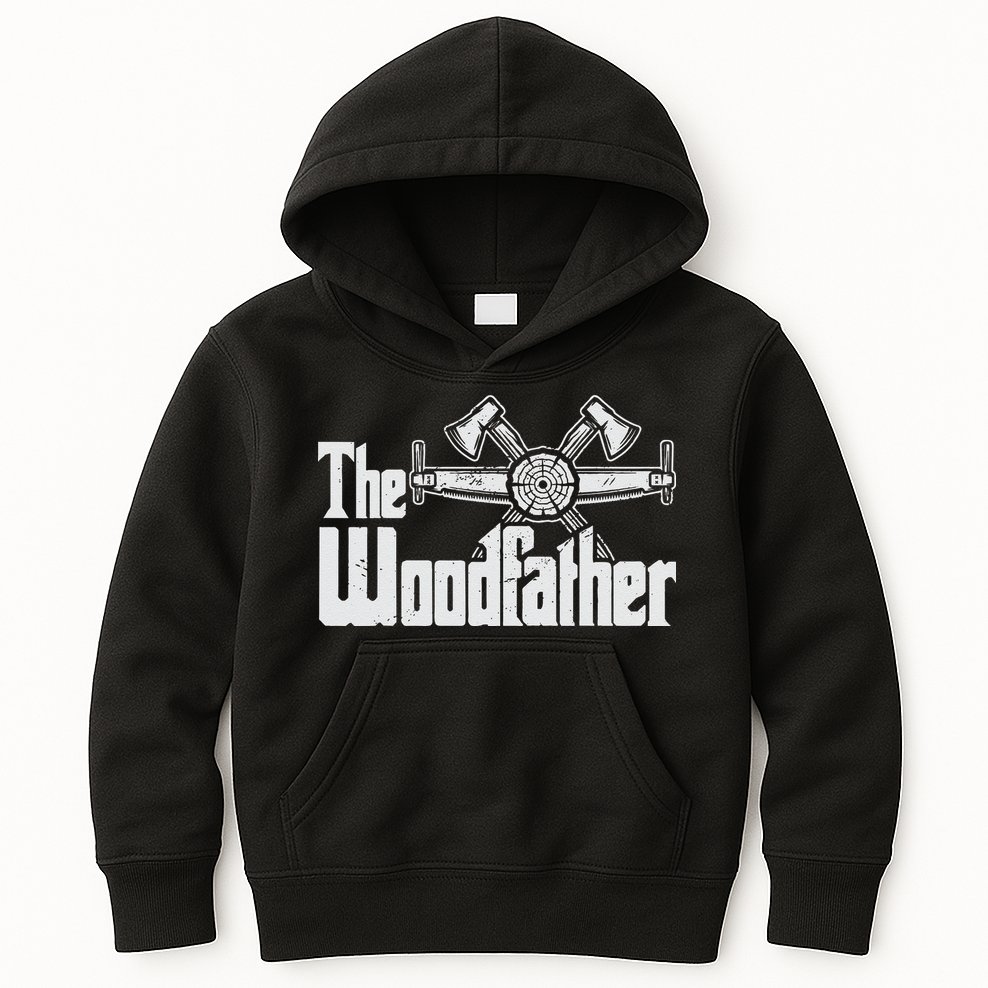 Fathers Day The Woodfather Woodworker Father Kids Hoodie
