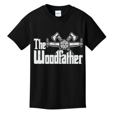 Fathers Day The Woodfather Woodworker Father Kids T-Shirt