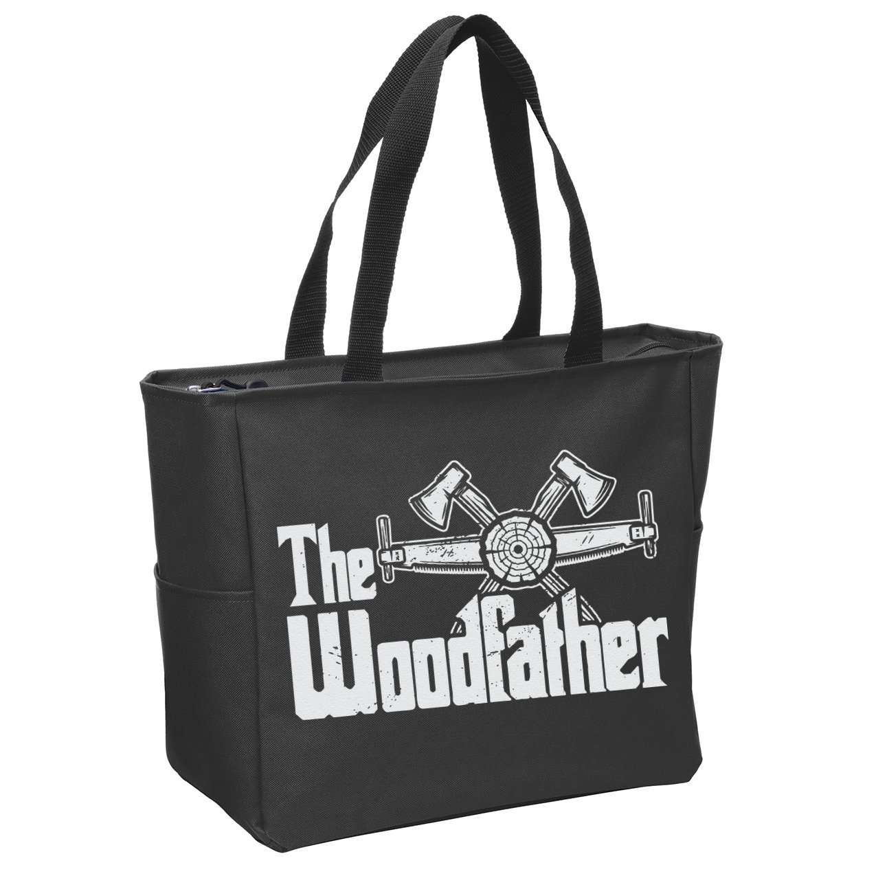 Fathers Day The Woodfather Woodworker Father Zip Tote Bag