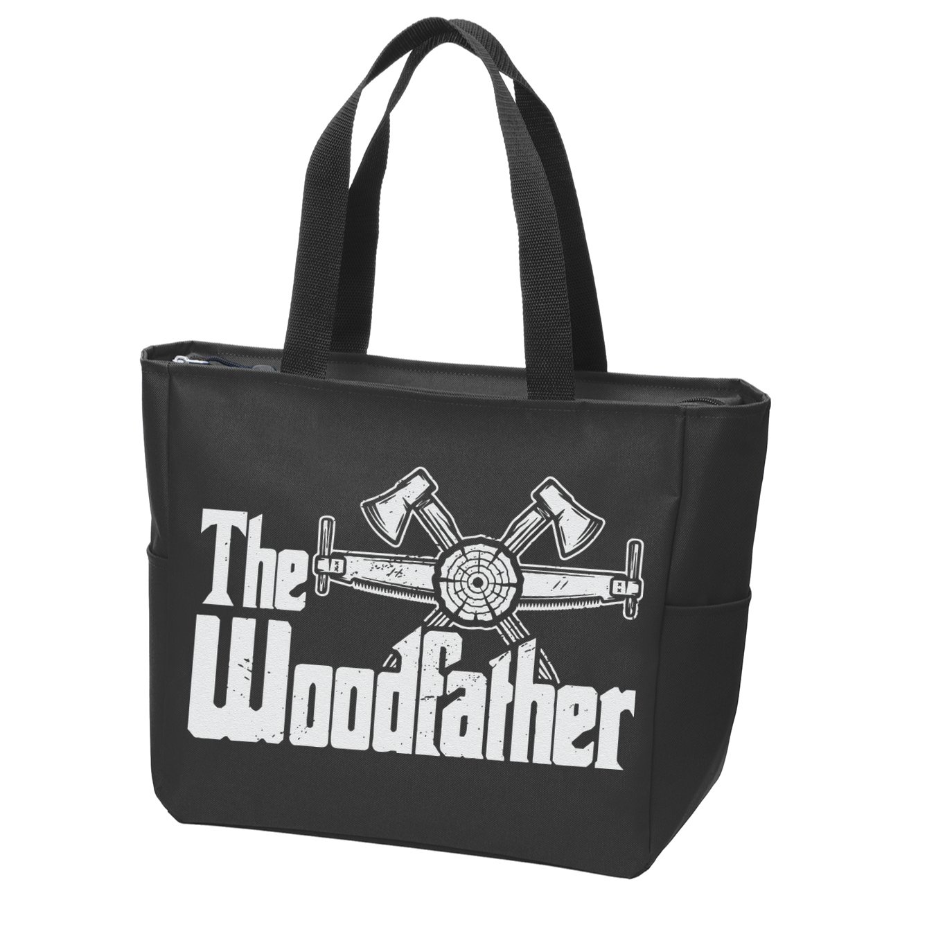 Fathers Day The Woodfather Woodworker Father Zip Tote Bag