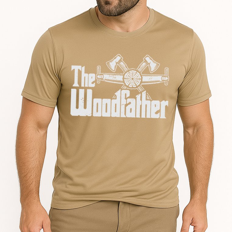 Fathers Day The Woodfather Woodworker Father Cooling Performance Crew T-Shirt