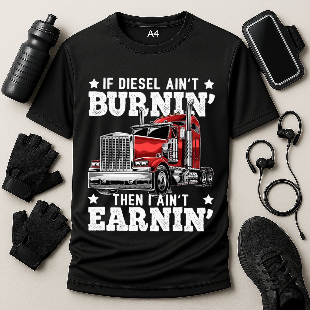Funny Diesel Trucker Big Rig Semitrailer Truck Driver Cooling Performance Crew T-Shirt