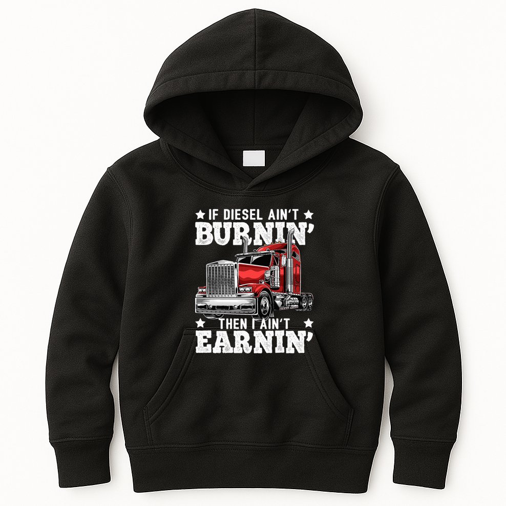 Funny Diesel Trucker Big Rig Semitrailer Truck Driver Kids Hoodie