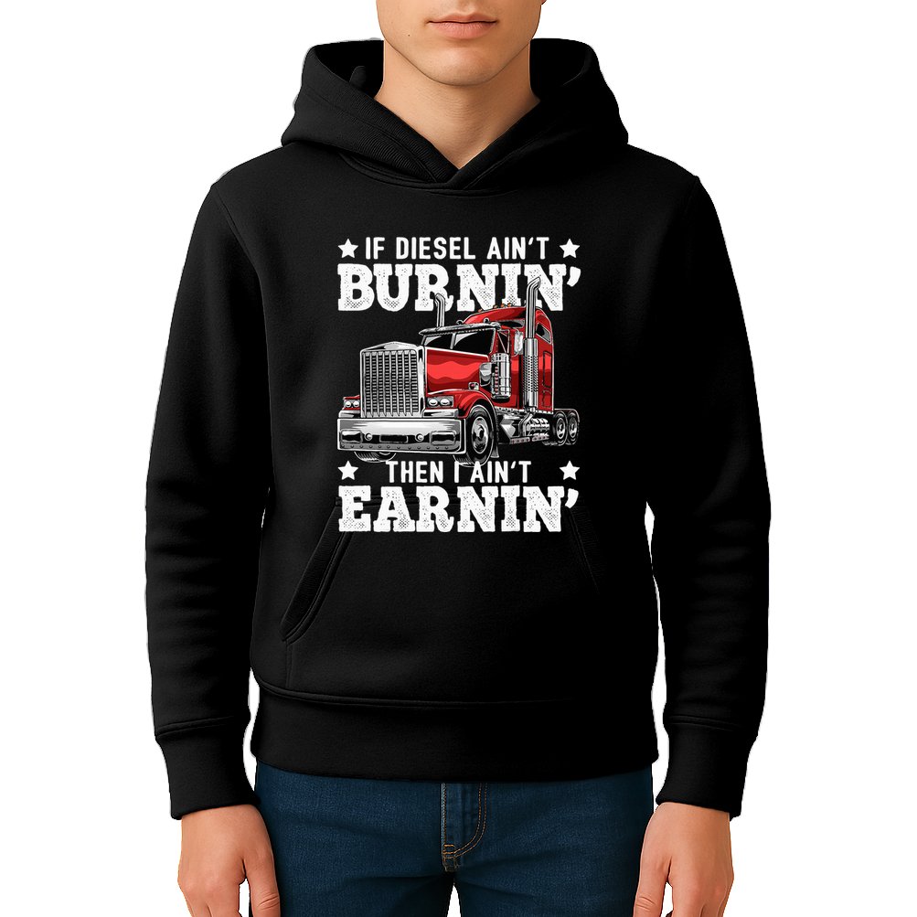 Funny Diesel Trucker Big Rig Semitrailer Truck Driver Kids Hoodie
