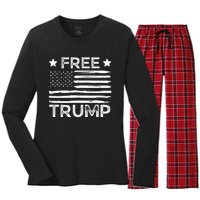 Free Donald Trump Republican Support  Women's Long Sleeve Flannel Pajama Set 