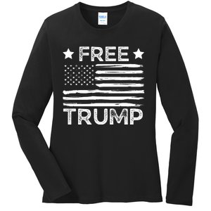 Free Donald Trump Republican Support  Ladies Long Sleeve Shirt