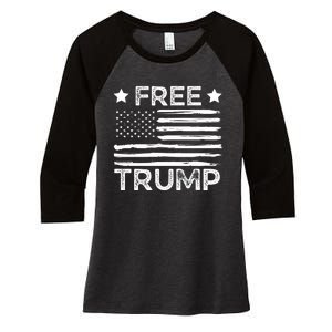 Free Donald Trump Republican Support  Women's Tri-Blend 3/4-Sleeve Raglan Shirt