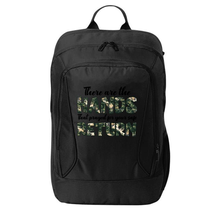 Father's Day There Are The Hands That Prayed Veteran Camo City Backpack
