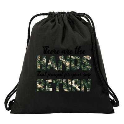 Father's Day There Are The Hands That Prayed Veteran Camo Drawstring Bag