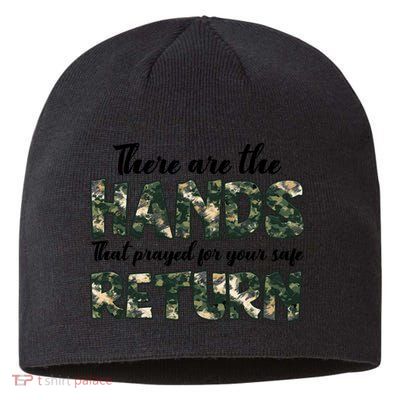 Father's Day There Are The Hands That Prayed Veteran Camo Sustainable Beanie