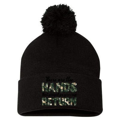 Father's Day There Are The Hands That Prayed Veteran Camo Pom Pom 12in Knit Beanie
