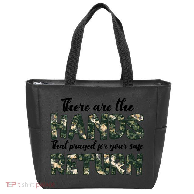 Father's Day There Are The Hands That Prayed Veteran Camo Zip Tote Bag